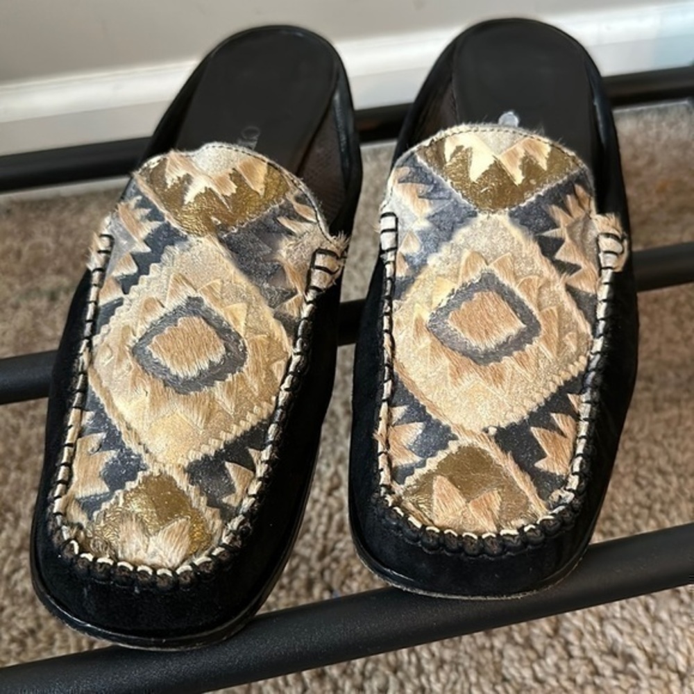 SESTO Meucci black suede slip on flats genuine leather size 9.5 N